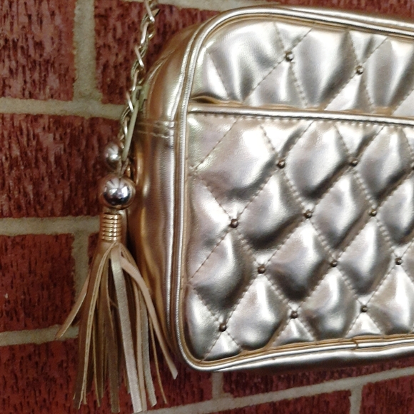 GOLD Quilted Tassel Evening Bag - Picture 3 of 5